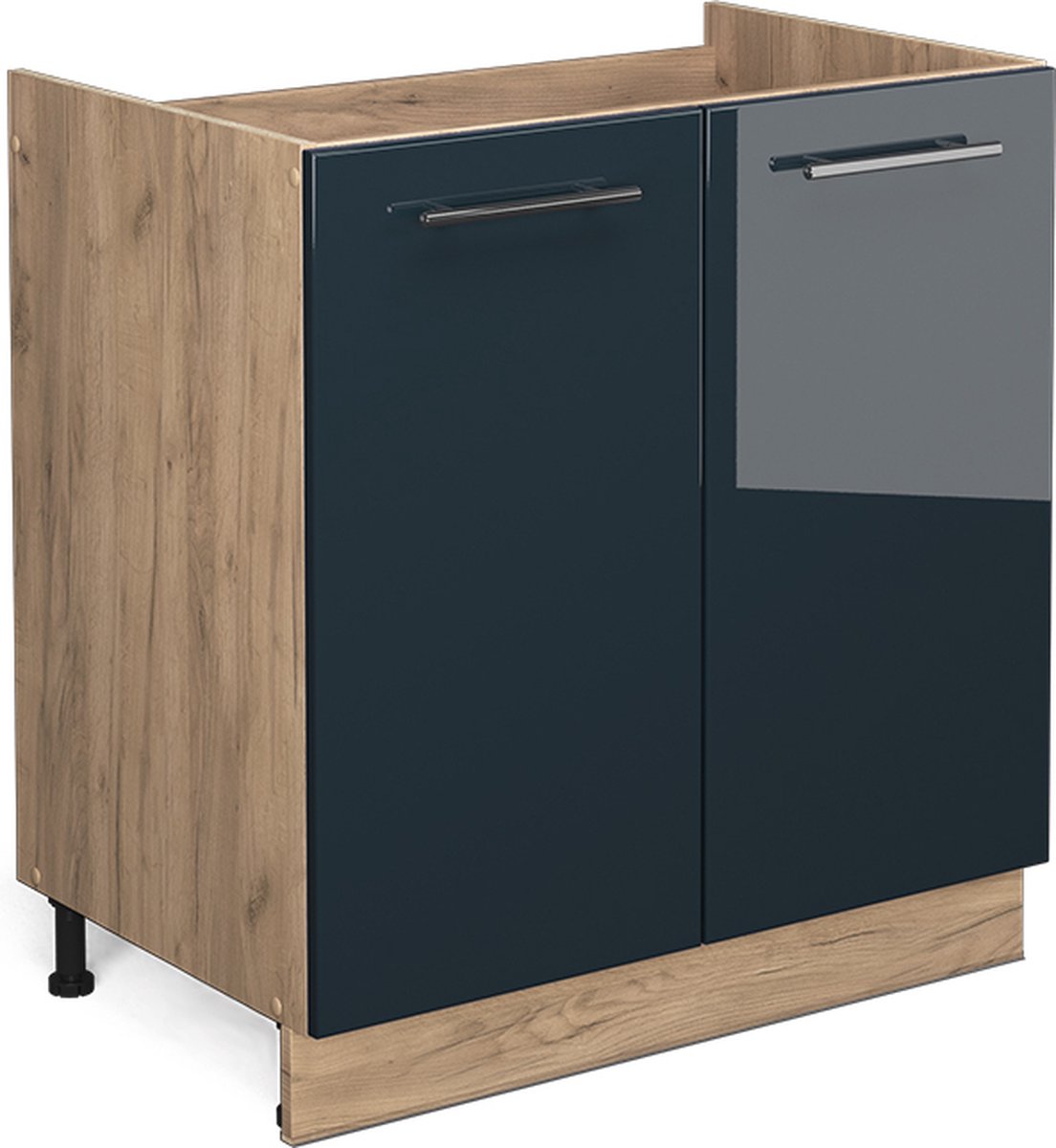 Vicco Fame-Line Keukenkasten – 80 cm zonder werkblad Donkerblauw hoogglans Donkerblauw hoogglans/Goudkleurig Eiken