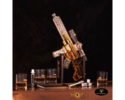 Whiskey Karaf – Machine Geweer – Whiskey Gun - 4 Whiskey Glazen – Whiskey Stones - Prachtig Cadeau – Whiskey Set – incl. Accessoires – 1 Liter – Luxe Ontwerp Image