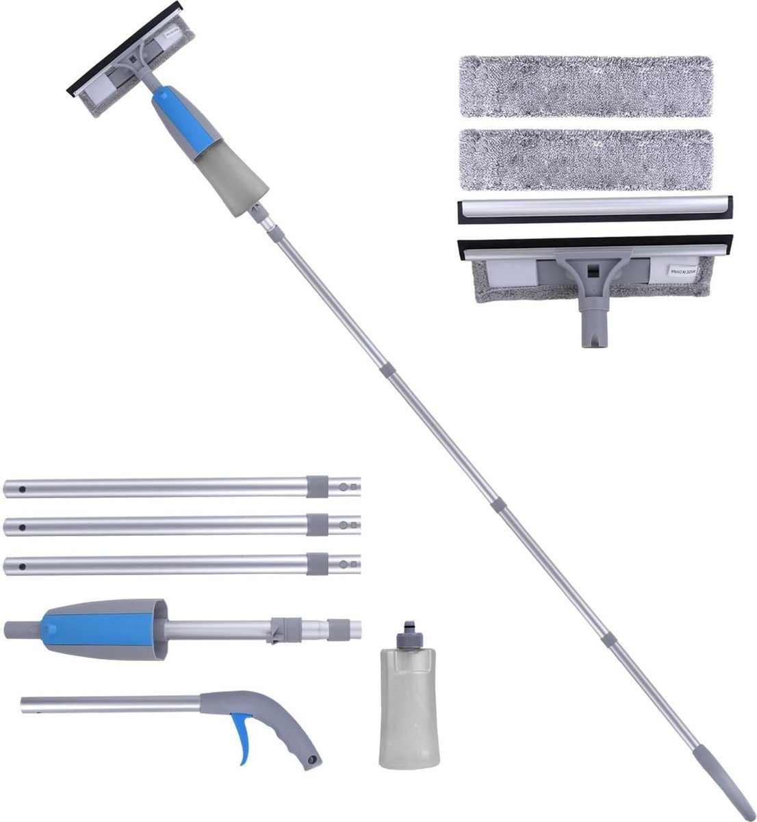 Solacis Ruitenreiniger met steel - Ruitenreinigers - Raamtrekker - Raamwisser met telescoopsteel - Must have om uw ruiten te wassen!