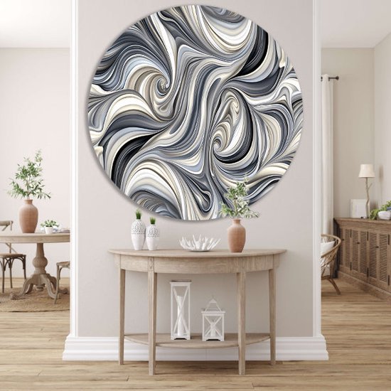 Patronen wandbord - Abstracte kunst wandschaal - Wandschalen Moderne kunst - Muurdecoratie kinderkamer - Wandpaneel - Kunstwerk muurcirkel forex 100x100 cm