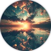 Zonsondergang wanddecoratie rond - Landschap rond schilderij - Muurcirkel Wolken - Landelijke schilderijen - Wandschaal - Wanddecoratie muurcirkel aluminium 80x80 cm