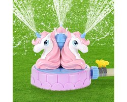 Unicorn Sprinkler for Kids-Cute Outdoor Water Toy with Hose Clamps-Nozzles-Fun Summer Play water toys-Backyard Lawn Garden Game Activities-Pet Boys Girls Pink