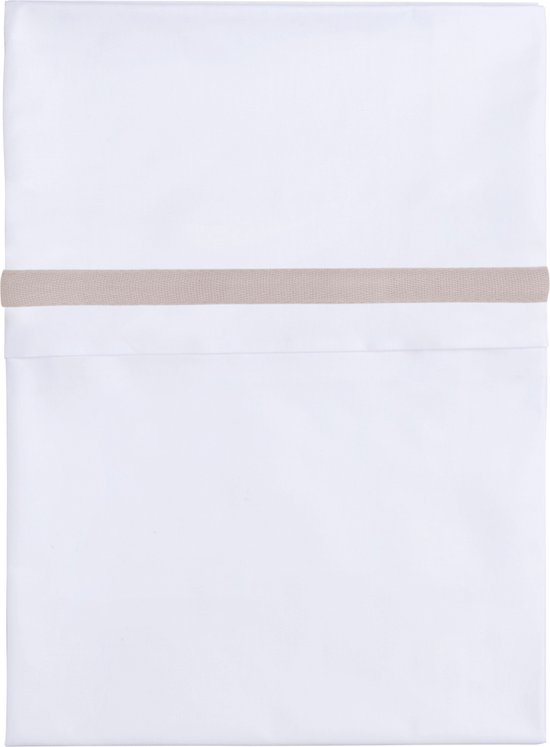 Wit ledikantlaken met beige bies van Baby's Only, 120x150 cm.