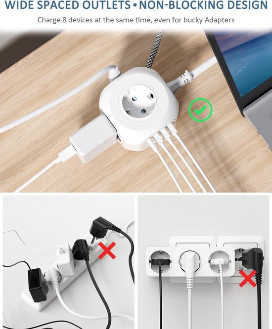 IGOODS - Stekkerdoos Kubus 4 stopcontacten - Contactdoos - powercube