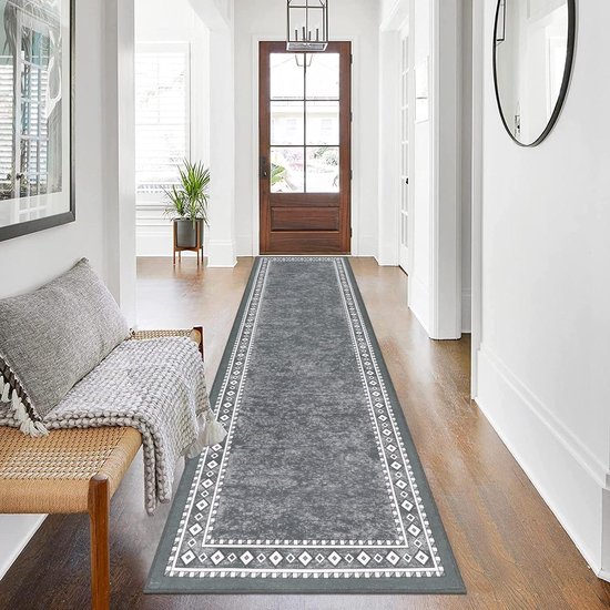 ZDYHMrj Tapijtlopers antislip lange hal hal loper tapijten grijs 50 x 240 cm keuken vloermat wasbaar gebied tapijt loper voor entree woonkamer slaapkamer vloermat