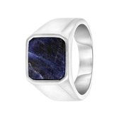 Chevalière pour homme en acier avec sodalite