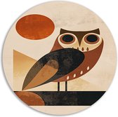 Planche murale Hibou - Cercle mural Animal - Cadran mural Soleil - Décoration murale moderne - Tableau Forex - Tableaux cercle mural forex 40x40 cm