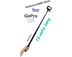 Selfie stick 1.5m - Gopro 13 - 12 11 10 9 8 7 - Selfistick voor GoPro Hero 13 12 11 10 9 8 7 6 5 4 3 - Osmo- selfie stick 1.5 meter - Gopro Hero 13 Black - Pro Selfie stick aluminium - Top Kwaliteit-GoPro12