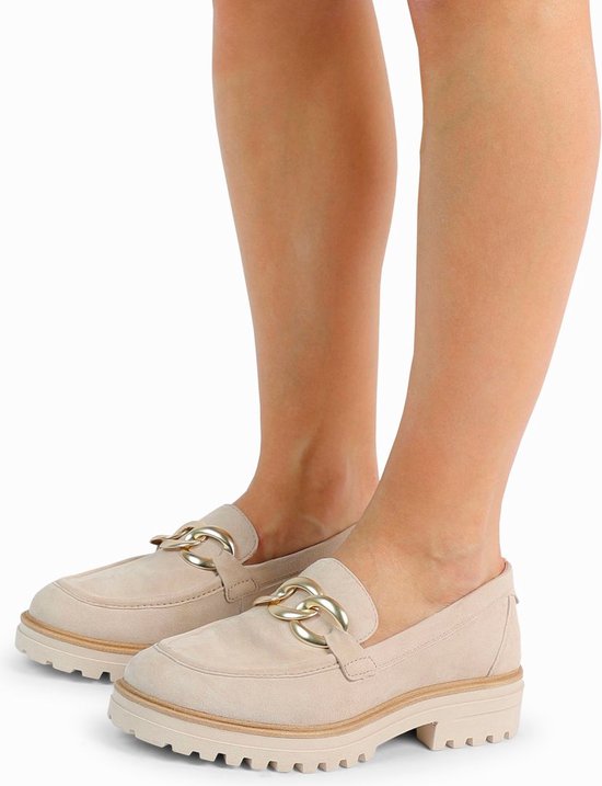 Foto: No stress dames beige su de loafers met goudkleurige chain maat 41