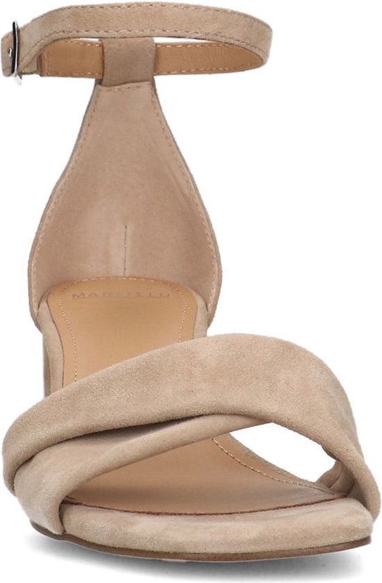 Manfield - Femme - Sandales à talons en daim beige - Taille 38