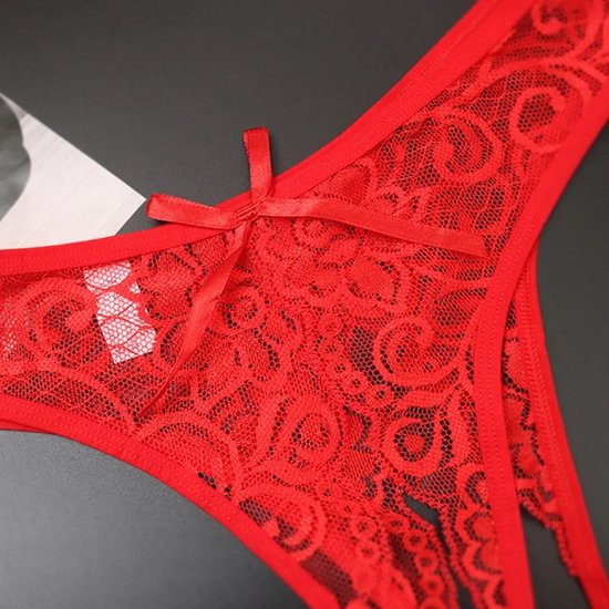 String Érotique Avec Entrejambe Ouvert I Culotte Sexy I Slip I Sous-vêtements Érotique I Avec Noeud I Taille Unique I Pour Tour De Hanches 70-110 CM I Zwart