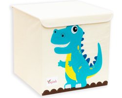 Intirilife opbergdoos met deksel voor kinderen - 35,1 x 33,5 x 33,2 cm - Dinosaurus motief - Kubusvormige opbergdoos voor speelgoeddekens Kleding compatibel met Kallax planken