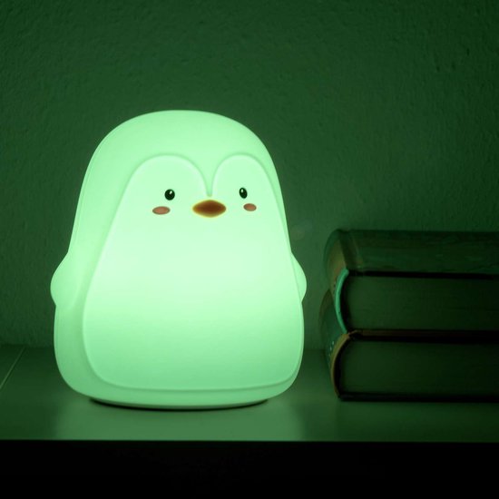 Intirilife nachtlampje voor kinderen met 7 kleuren - Witte pinguïn - 11,5 x 11 x 13 cm - Schattige nachtlamp decoratie gemaakt van siliconen Oplaadbaar met kabel Nachtlampje cadeau van Intirilife — afbeelding 2