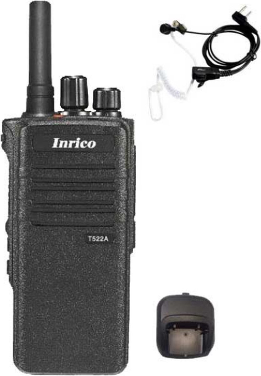Inrico T522A IP66 4G LTE POC Zello Portofoon K1 2-Pins met beveiliging oortje