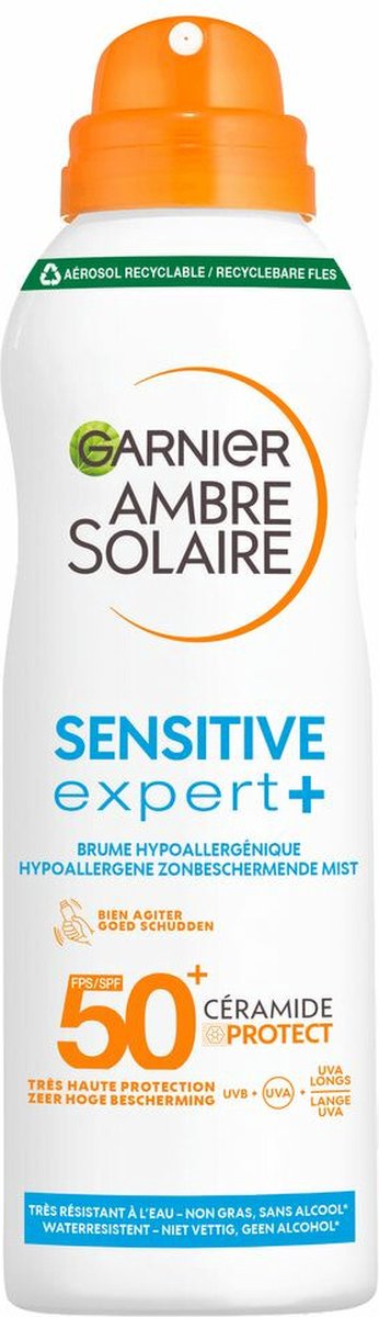 Garnier Ambre Solaire Sensitive Expert+ Dry Mist Spray SPF 50+ - 6 x 150 ml - Voordeelverpakking