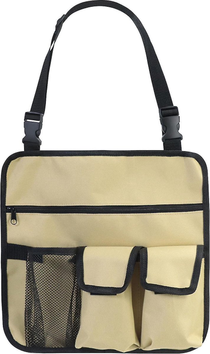 1 stuk(Khaki)Stoel Armleuning Organisator - Waterdicht - Strandstoel - Hangend Opbergtasje - Snacktas met 4 Zakken - voor Outdoor Opvouwbare Campingstoel - Caddy Stoel Armsteun Bekerhouder Schouderzijde Draagtas van LIVILO — afbeelding 3