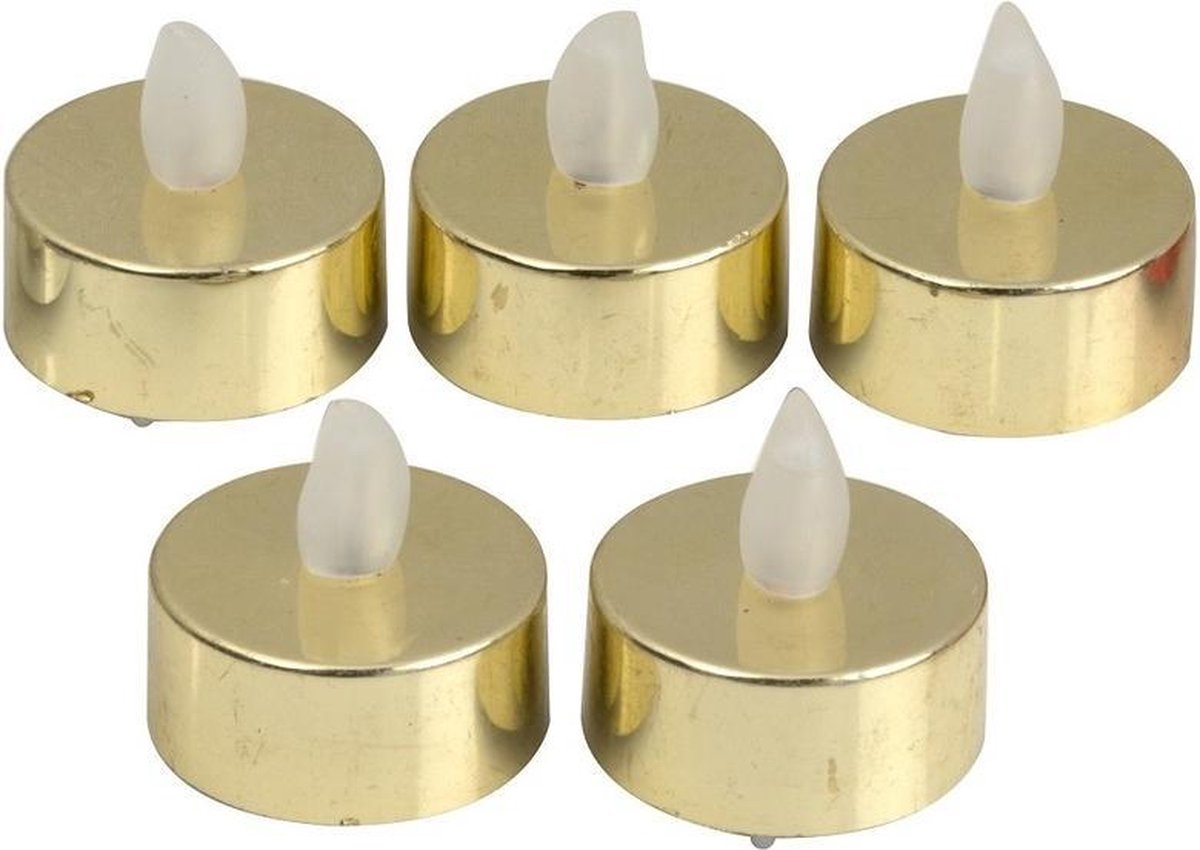 LED theelichten/waxinelichten metallic goud 5 stuks knipperend | bol.com