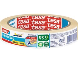 Tesa Afplaktape - 1x rol - wit - 19 mm x 25 m - schilderstape - maskeertape - Masking tape
