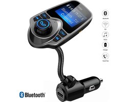 Bluetooth FM Transmitter, Auto Radio Adapter CarKit met 4 Music Play Modes / Hands-free Bellen / TF Kaart / USB Auto Lader / USB Flash Drive / AUX Input / Output 1.44 inch LCD Display/ Bluetooth Carkit 5 in 1 / T10 / Adge