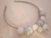 Diadeem/haarband "Monica" wit/zilver. one size