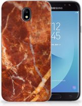 Geschikt voor Samsung Galaxy J7 2017 | J7 Pro TPU siliconen Hoesje Design Marmer Bruin