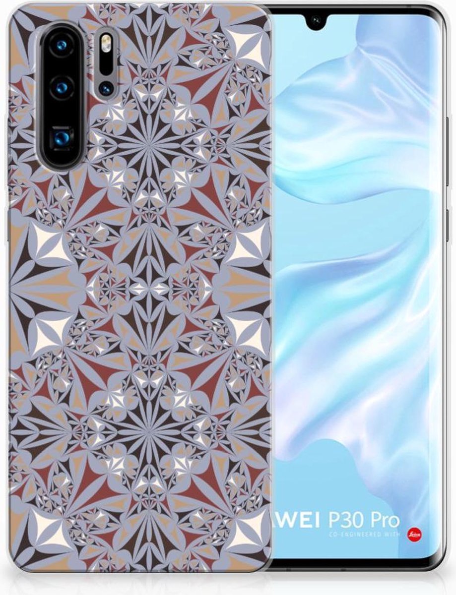 Back Cover voor Huawei P30 Pro TPU Siliconen Hoesje Flower Tiles