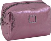 Toilettas metallic roze 22 cm - Make-up tas - Handig op reis