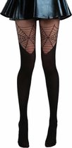 Cobweb over de knie panty met spinnenweb zwart - One size - Pamela Mann