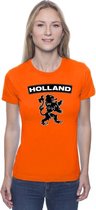 Oranje Holland supporter shirt met zwarte leeuw dames - Oranje fan/ supporter kleding L