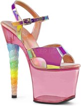 Pleaser - UNICORN-711T Sandaal met enkelband, Paaldans schoenen - Paaldans schoenen - 41 Shoes - Roze