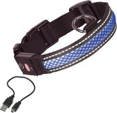 Nobby Verlichte Halsband - Hond - Oplaadbaar - Halsomtrek 34 tot 41 cm - Blauw