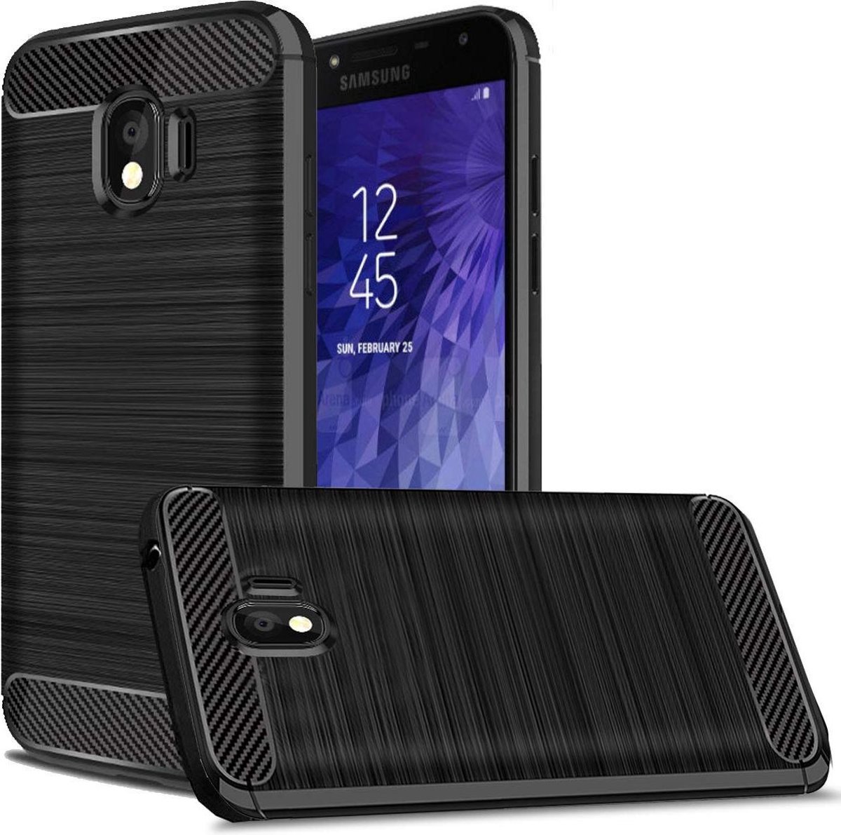 Brushed Backcover hoesje Geschikt voor Samsung Galaxy J4 2018 - Zwart