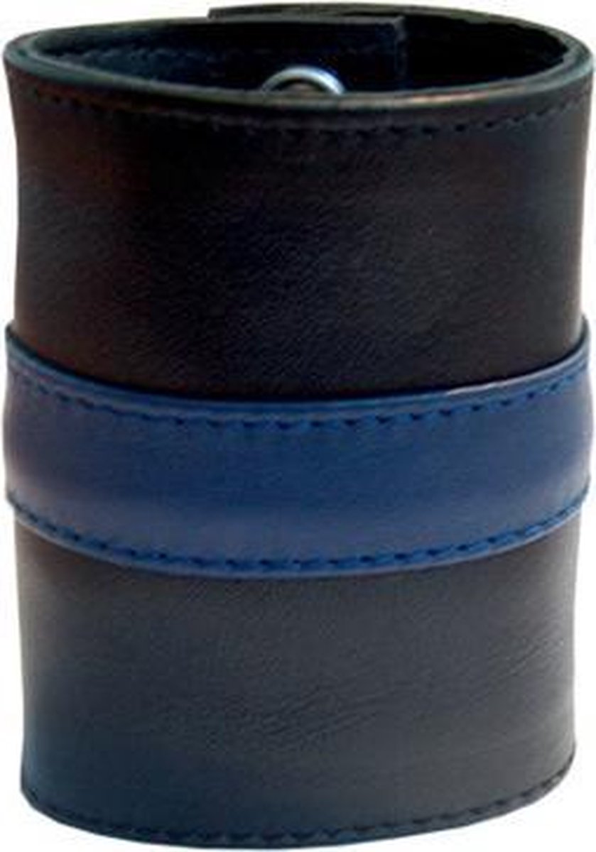Mister b leather wrist wallet zip blue stripe xl