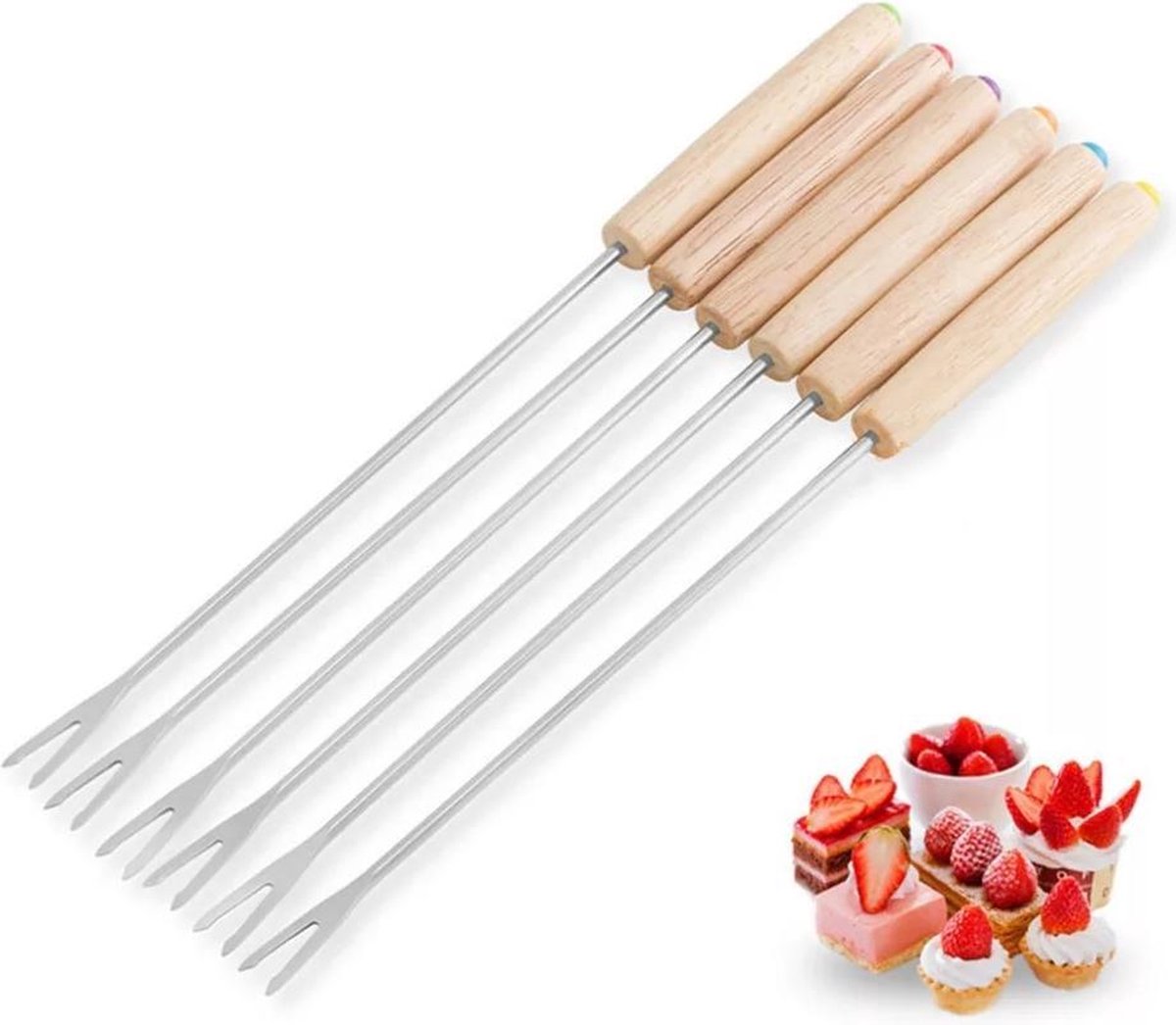 Fourchette Longue Set De 6 Fourchettes à Fondue Spring - Acier Inoxydable, 26cm, Design Moderne Set Fondue Fromage 6 Pièces
