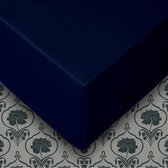 Senzatione katoen satijn Hoeslaken marineblauw - 090x220+30