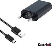 USB lader reislader slimline + 1 meter data kabel Zwart USB-C Type-C