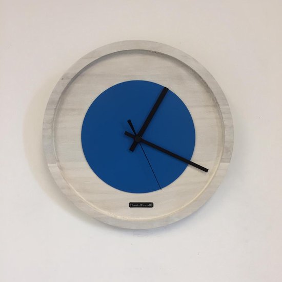 Horloge murale Quinten Design hollandais moderne blanc et bleu