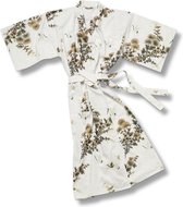 TA-HWA - Japanse Kimono - Dames Yukata -  Wit - met Bronzen Kraanvogels- One Size
