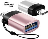 DrPhone USB type C naar USB 3.0 adapter – Aluminium OTG-adapter – Compatibel met Thunderbolt 3 MacBook Pro, Chromebook, Galaxy S9 Note 9, LG V40 V35 en alle type-C apparaten - Rose Goud