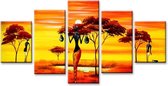 Afrika - Canvas Schilderij Vijfluik 160 x 80 cm