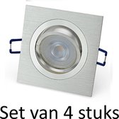 Dimbare LED GU10 inbouwspot | 5W | Zilver vierkant | Set van 4 stuks Met Philips LED lamp