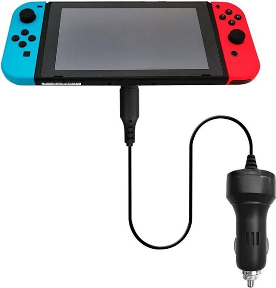 Shop4 - Nintendo Switch - Oplader Autolader Snellader Zwart bol.com
