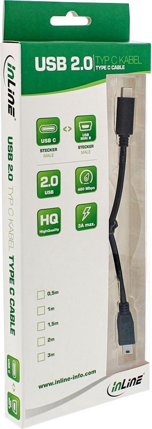 InLine USB 3.1 C naar USB 2.0 Mini B Aansluitkabel 1,5m | bol