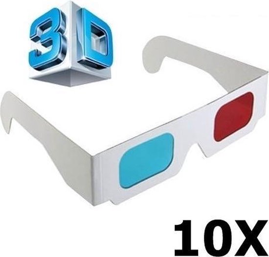 10 Stuks - 3D Red-Cyan Papieren Bril