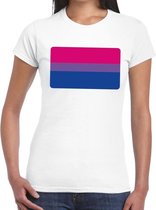 Bi vlag gay pride t-shirt wit voor dames 2XL