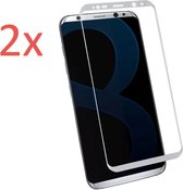 2x Screenprotector voor Samsung Galaxy S8 - Edged (3D) Tempered Glass Screenprotector Zilver 9H Gehard Glas