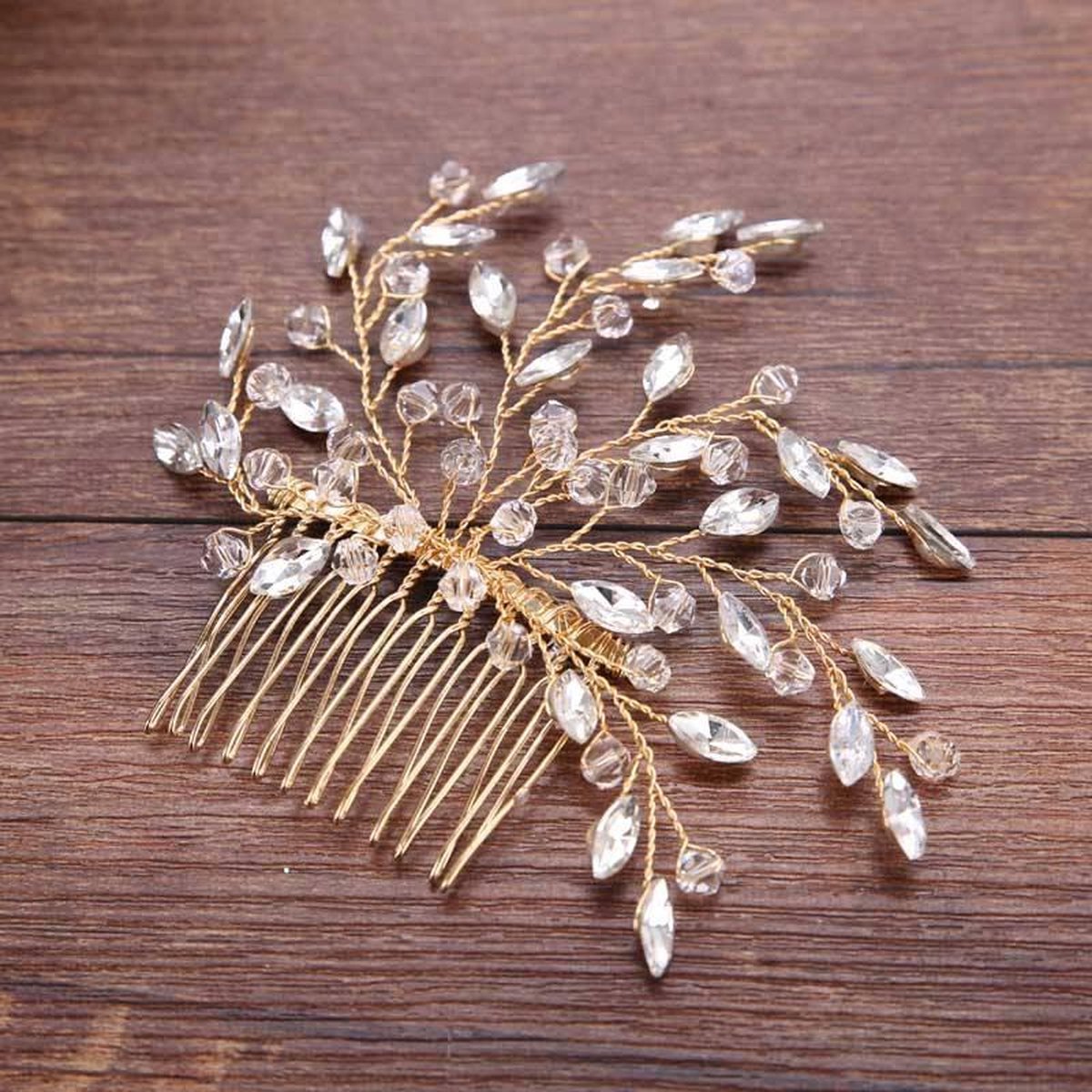 Groene vintage haarkam voor vrouwen - glanzend kristal strass haarstuk