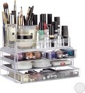 Relaxdays Make-up Organizer - Tweedelig - Cosmetica Opbergdoos - Transparant