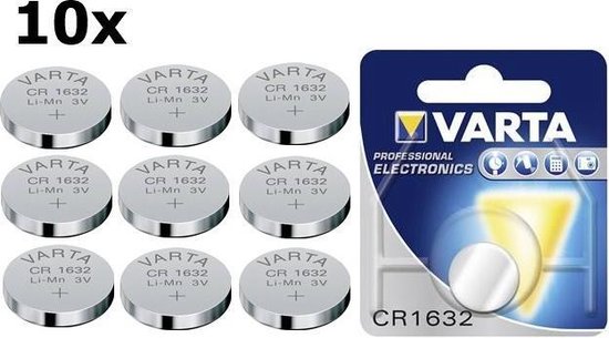 10 Stuks Varta CR1632 140mAh 3V Lithium Knoopcel Batterij | bol.com