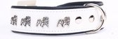 Dog's Companion - Leren Halsband Engelse Bulldog - Lengte: 65cm Verstelbaar van: 51-60 cm x 50 mm - Wit/Zwart